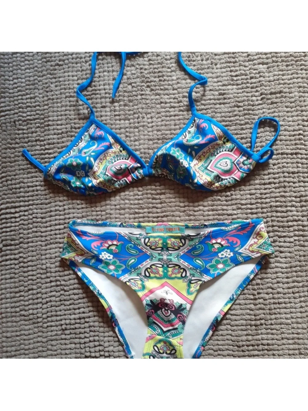 Flying Tomato Blue Paisley Print Bikini